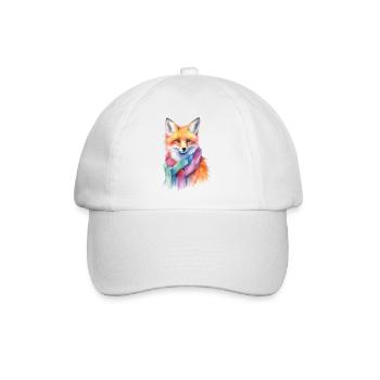 Fuchs mit Schal - Baseballkappe - Weiß/Weiß - Vorne