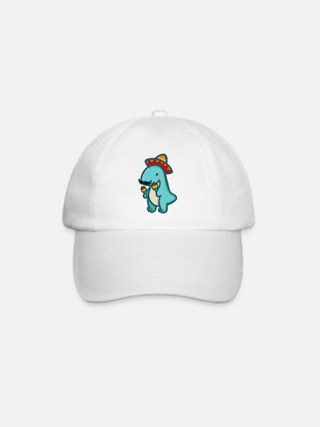 hugadino Dino aus Mexiko, süßer Dinosaurier - Baseballkappe - Weiß/Weiß