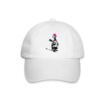 Meerkat Guitarplayer Magenta Hat - Baseballkappe - Weiß/Weiß - Vorne