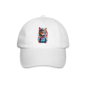 Coole Katze - Baseballkappe - Weiß/Weiß - Vorne