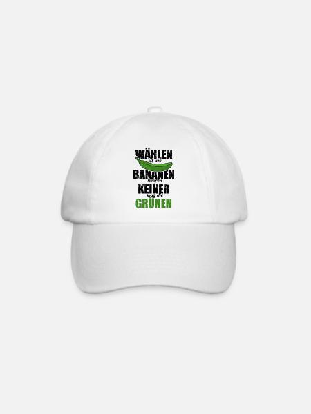 Wählen ist wie Bananen kaufen - keine Grünen - Baseballkappe - Weiß/Weiß