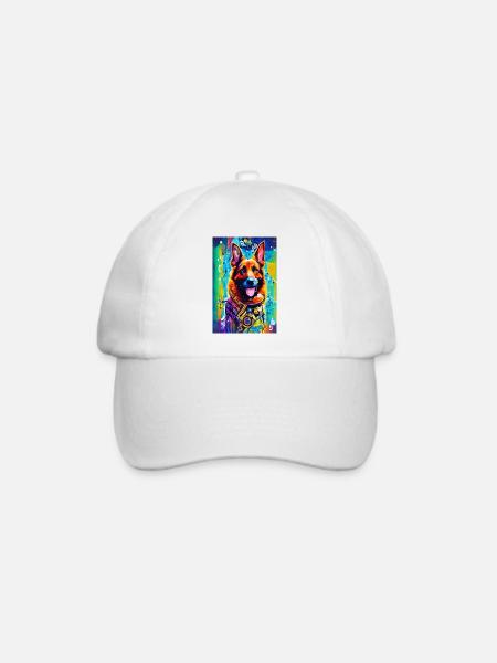 Modernes Pop-Art Print | bunt | German Shepherd - Baseballkappe - Weiß/Weiß