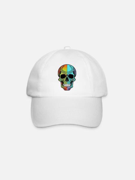 Skull OrangeBlue - Baseballkappe - Weiß/Weiß