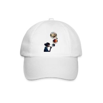 Kontemplative Frau mit kosmischen Planeten - Baseballkappe - Weiß/Weiß - Vorne