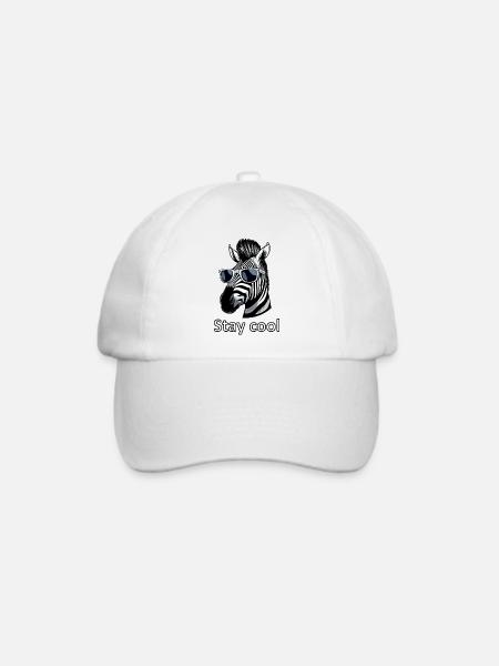Cooles Zebra - Baseballkappe - Weiß/Weiß