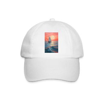 Maritime Landschaft im geometrischen Stil - Baseballkappe - Weiß/Weiß - Vorne