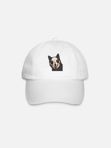 Cat Skull - Baseballkappe - Weiß/Weiß