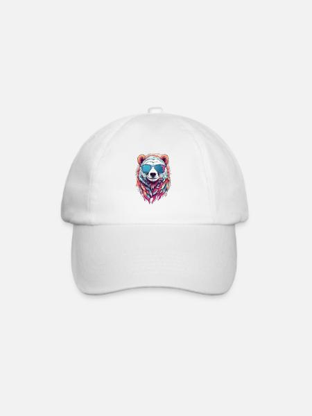 Panda-Sonnenbrille in Neonfarben - Baseballkappe - Weiß/Weiß