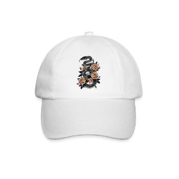Schlange und Rose Dark Art Design - Baseballkappe - Weiß/Weiß - Vorne