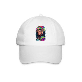 Afro Frau - Schönheit - Baseballkappe - Weiß/Weiß - Vorne
