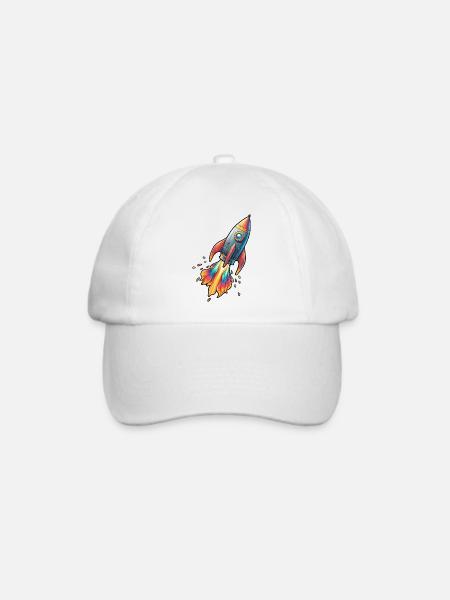 Farbenrakete mit Feuerfarben - Baseballkappe - Weiß/Weiß