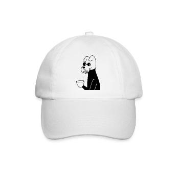 Hund mit Tasse - Baseballkappe - Weiß/Weiß - Vorne