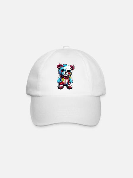 Teddybär / Kuscheltier / Stofftier / Geschenkidee - Baseballkappe - Weiß/Weiß