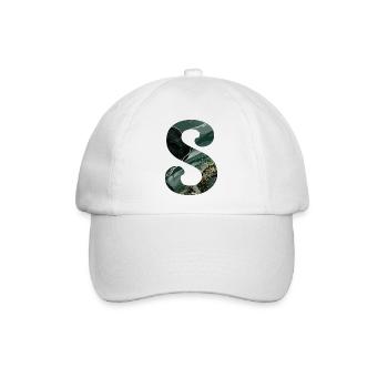 Grün marmorierter S-Buchstabe - Baseballkappe - Weiß/Weiß - Vorne