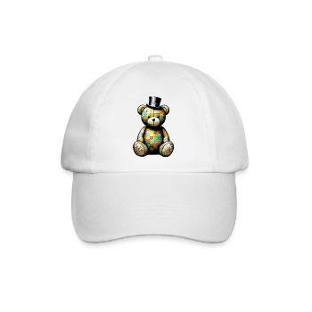 Teddybär Teddybär Zylinder - Baseballkappe - Weiß/Weiß - Vorne