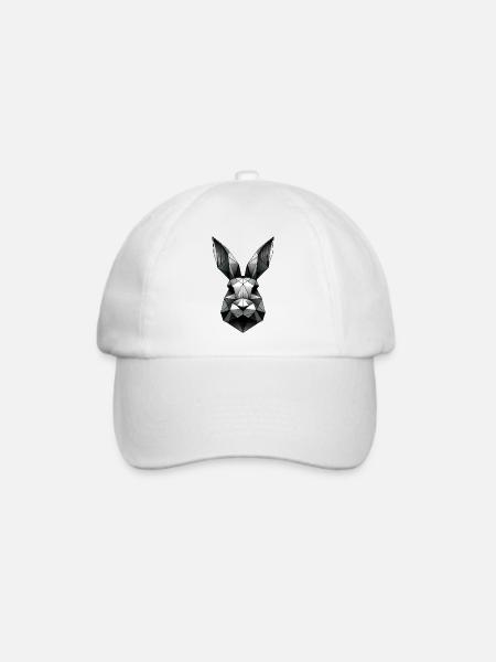 Geometrischer Hase Polygon Kaninchen Design - Baseballkappe - Weiß/Weiß