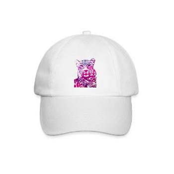 Rosa Leopardenkopf - Baseballkappe - Weiß/Weiß - Vorne