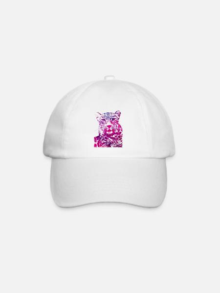 Rosa Leopardenkopf - Baseballkappe - Weiß/Weiß