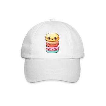 Stapel Kawaii-Macarons mit fröhlichen Gesichtern - Baseballkappe - Weiß/Weiß - Vorne
