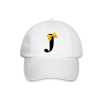 Buchstabe j gelbe Schleife - Baseballkappe - Weiß/Weiß - Vorne