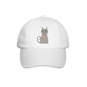 katze mit herzen - Baseballkappe - Weiß/Weiß - Vorne