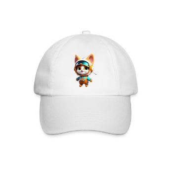 Astronaut Kätzchen - Baseballkappe - Weiß/Weiß - Vorne