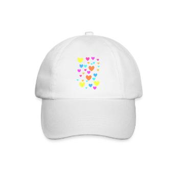 Herzen, Herz,bunte herzen,pastell,pink, blau, gelb - Baseballkappe - Weiß/Weiß - Vorne
