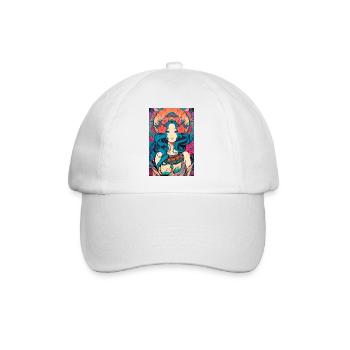 Jugendstil Madonna – Psychedelic Art Nouveau Flora - Baseballkappe - Weiß/Weiß - Vorne