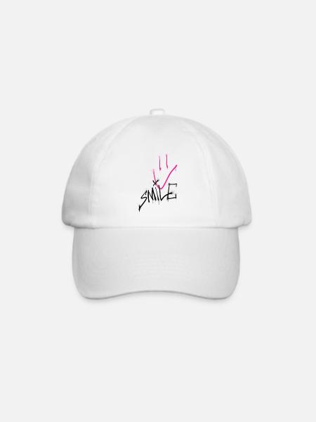 Smile black pink 001 - Baseballkappe - Weiß/Weiß