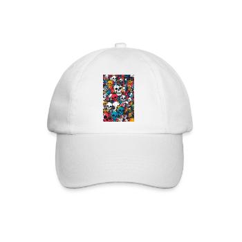 Bunte Totenkopf-Kaleidoskop - Baseballkappe - Weiß/Weiß - Vorne