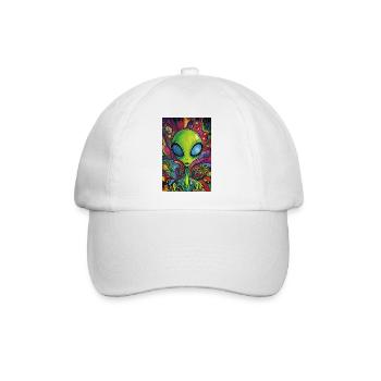 Psychedelischer Alien Neonrausch - Baseballkappe - Weiß/Weiß - Vorne