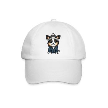 Australischer Schäferhund Cartoon - Baseballkappe - Weiß/Weiß - Vorne