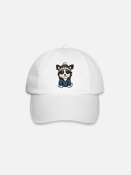 Australischer Schäferhund Cartoon - Baseballkappe - Weiß/Weiß