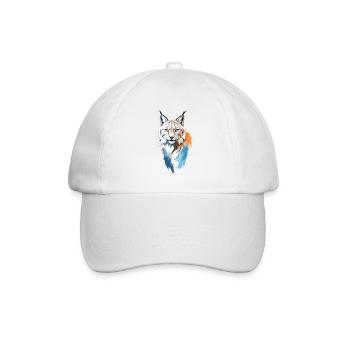 Luchs-Vektor-Kunst mit lebendiger Farbillustration - Baseballkappe - Weiß/Weiß - Vorne