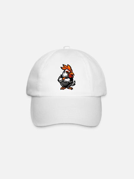 Huhn Comic - Baseballkappe - Weiß/Weiß