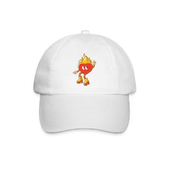 Retro Flaming Heart mit groovigen Stiefeln - Baseballkappe - Weiß/Weiß - Vorne
