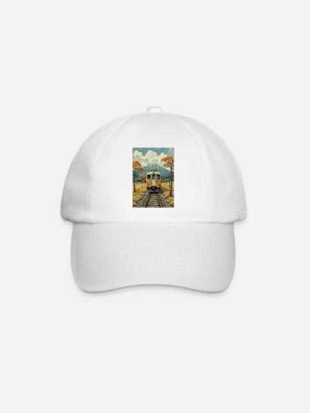 Retro Zug Bild - Baseballkappe - Weiß/Weiß