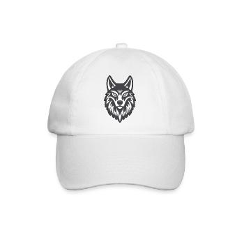 Wolf Emblem, Wolfskopf, Nordische Ikone - Baseballkappe - Weiß/Weiß - Vorne