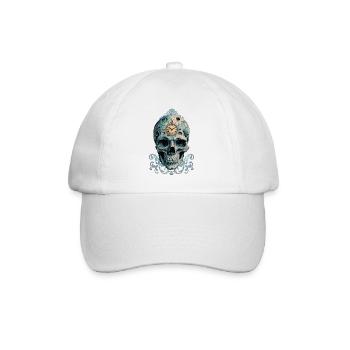 Der Schädel der Zeit: Römische Ziffern - Baseballkappe - Weiß/Weiß - Vorne