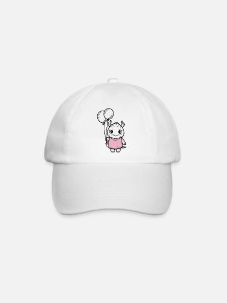 2 kleinesMonster rosa - Baseballkappe - Weiß/Weiß