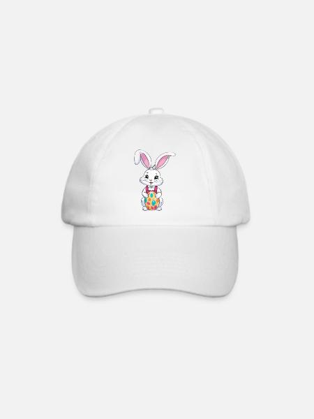 Osterhase mit Ostereiern - Baseballkappe - Weiß/Weiß