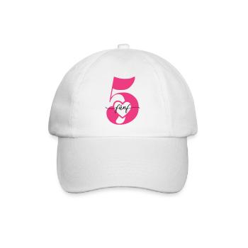 Ziffer Fünf 5 mit Herz - Baseballkappe - Weiß/Weiß - Vorne