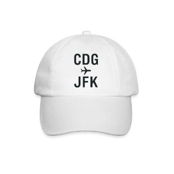 CDG ✈ JFK – Paris, New York - Baseballkappe - Weiß/Weiß - Vorne