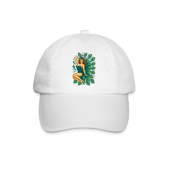 Pfauen-Pinup - Baseballkappe - Weiß/Weiß - Vorne