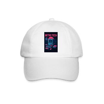 Retro Tech Computer Grafikdesigner mit Lächeln - Baseballkappe - Weiß/Weiß - Vorne