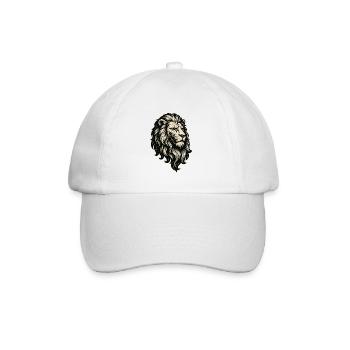 Heraldischer Löwenkopf Vintage Linolschnitt Stil - Baseballkappe - Weiß/Weiß - Vorne
