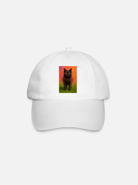 Nachtkatze mit Farbexplosion im Hintergrund - Baseballkappe - Weiß/Weiß