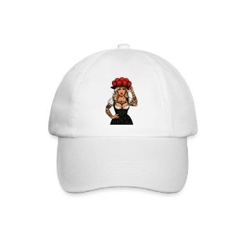 Bollenhut Tattoo Girl Feldberg Schwarzwald Tracht - Baseballkappe - Weiß/Weiß - Vorne