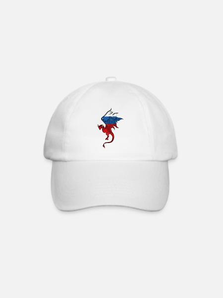 Flagge von Russland - Russland - Drachensilhouette - Baseballkappe - Weiß/Weiß