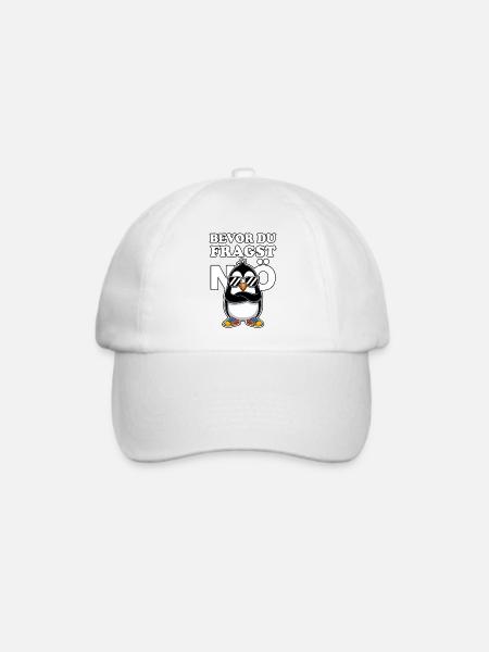 Bevor du fragst – Nö! Pinguin mit Haltung - Baseballkappe - Weiß/Weiß